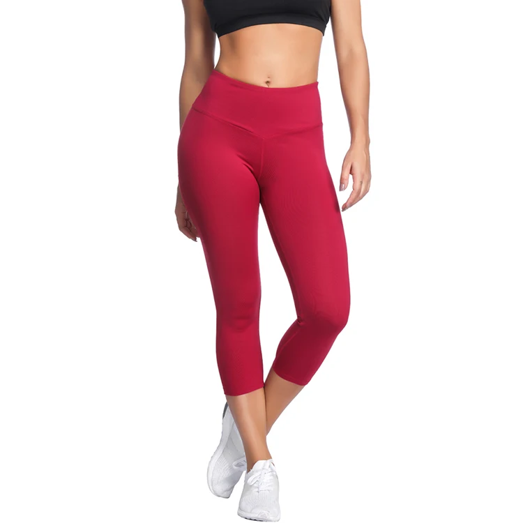 

Private Label Fitness Sexy Red Women Yoga Leggings Capri Pants, Red yoga leggings