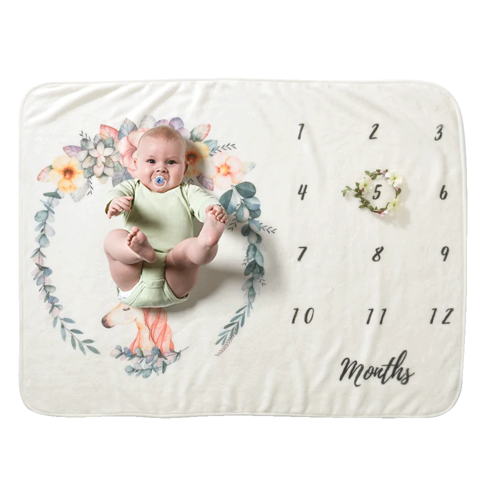 

Hot Sale Flannel Fleece Monthly Milestone Baby Blanket