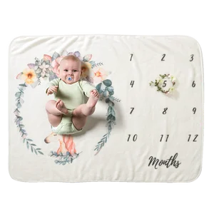 Hot Sale Flannel Fleece Monthly Milestone Baby Blanket