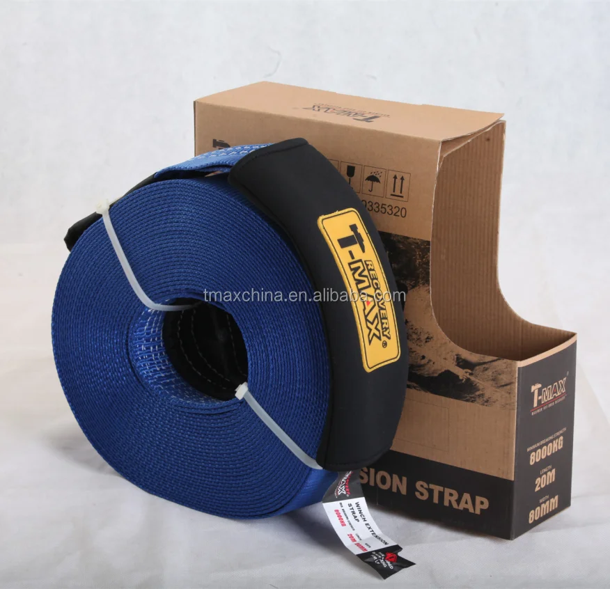 

T-MAx 4WD Recovery Snatch Strap Winch Extension Strap towing strap, Blue