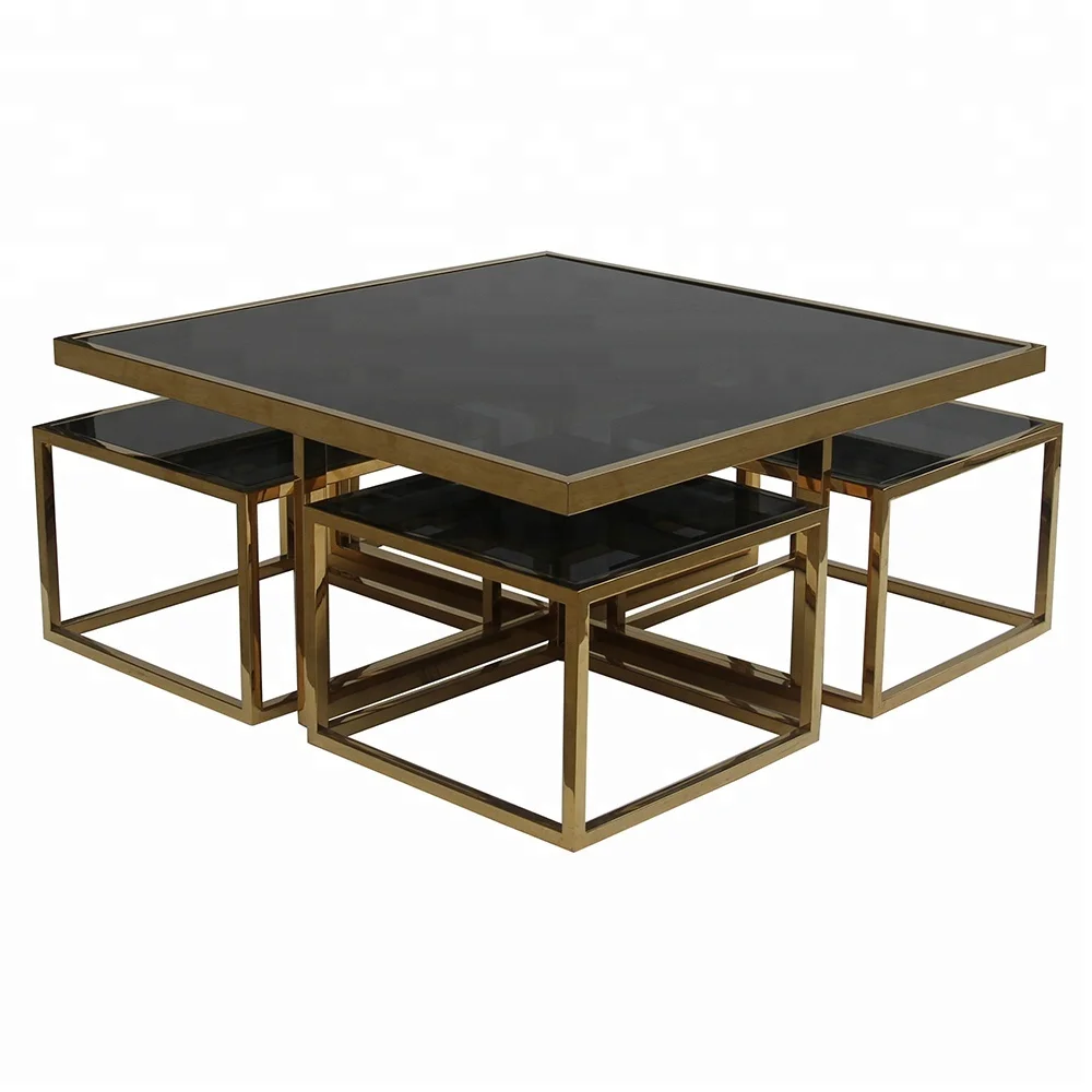 Toughened Glass Top Nesting Coffee Table With Steel Frame Buy Nesting
