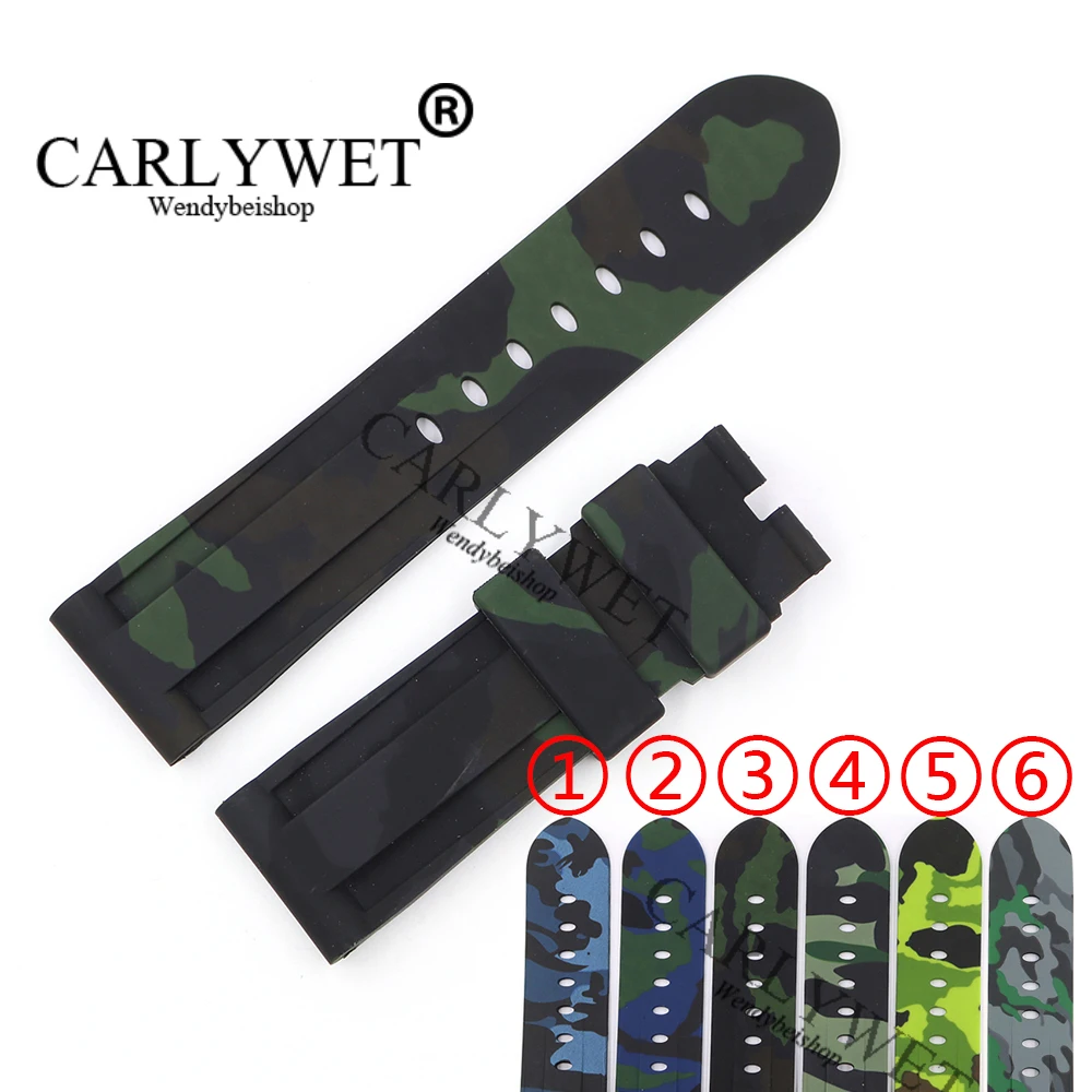 

CARLYWET 24mm Wholesale Hot Sell Camo Waterproof Silicone Rubber Replacement Wrist Watch Band Strap Belt Without Buckle