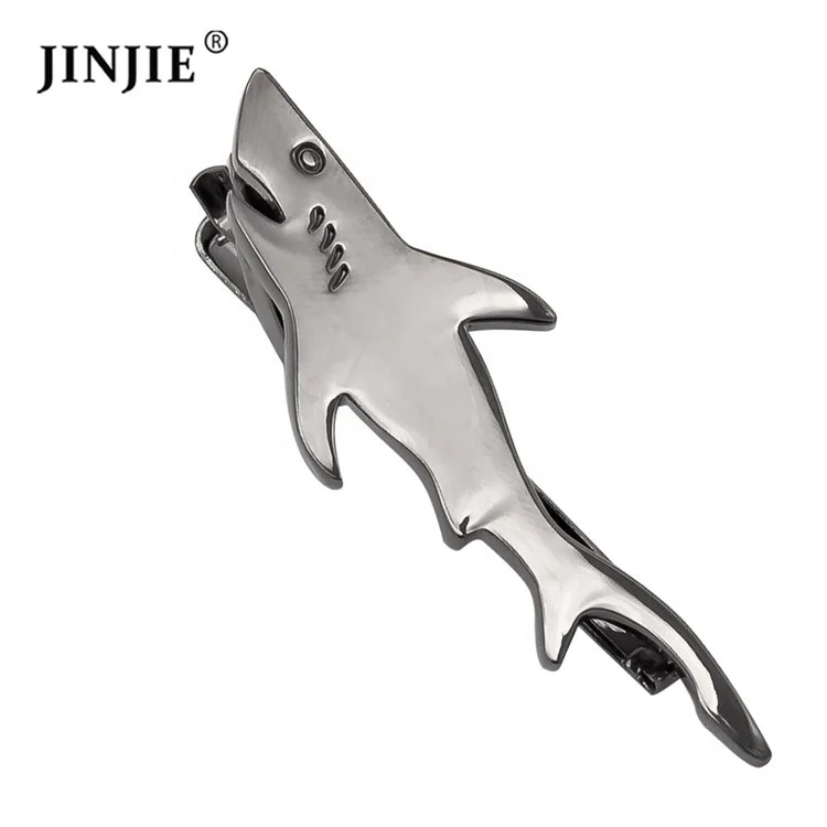 

Novelty design custom in black color shark shaped tie clip for men's accessories