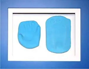 BabyRice New Baby Boy Gift Handprint & Footprint Imprints Mould Kit Blue Box Display Frame & Soft Clay Dough