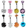 Surgical Steel Crystal Zircon Body Jewelry Belly Button Rings Piercing Navel Bars Stud Silver Color Ombligo Nombril Piercings