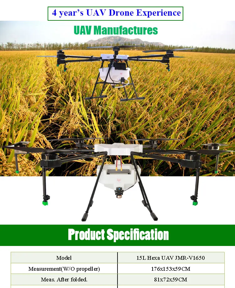 Jmrrc Capacity 15kg Heavy Lift Drone Agriculture Sprayer With Autopilot