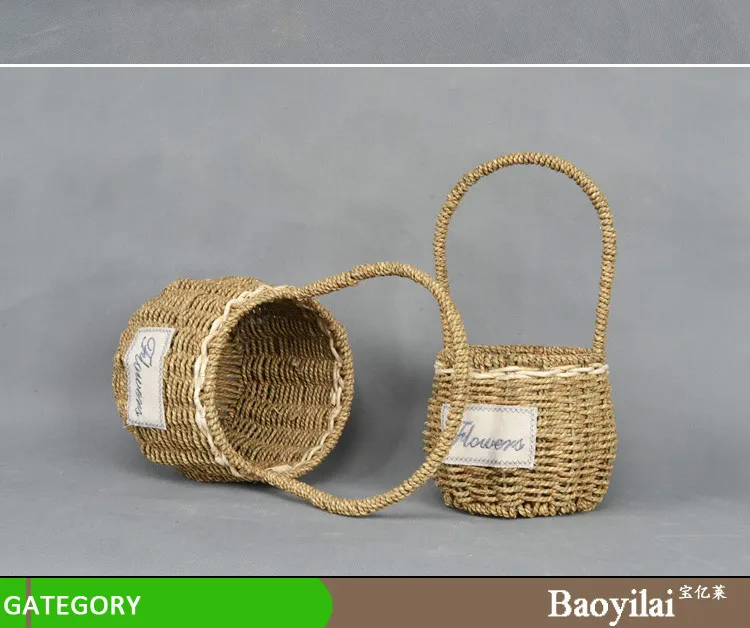 Woven Picnic Storage Fabric Easter Seagrass Belly Basket