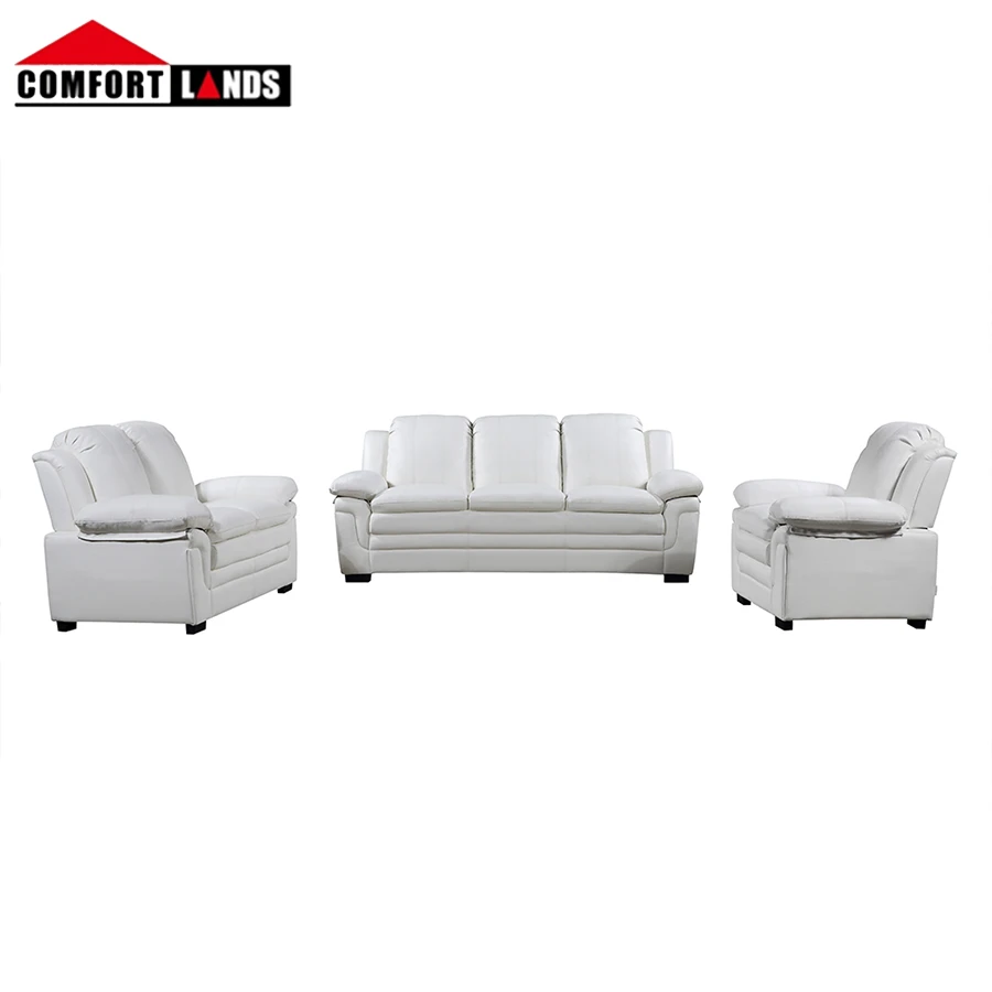 Wholesale Leather Sofa In China,3+2+1 White Pu Leather Modern Lounge
