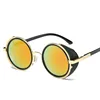 Retro Steampunk Sunglasses Women Brand Design Personality Windproof Frame Color Film Reflective Men Round Sunglasses UV400