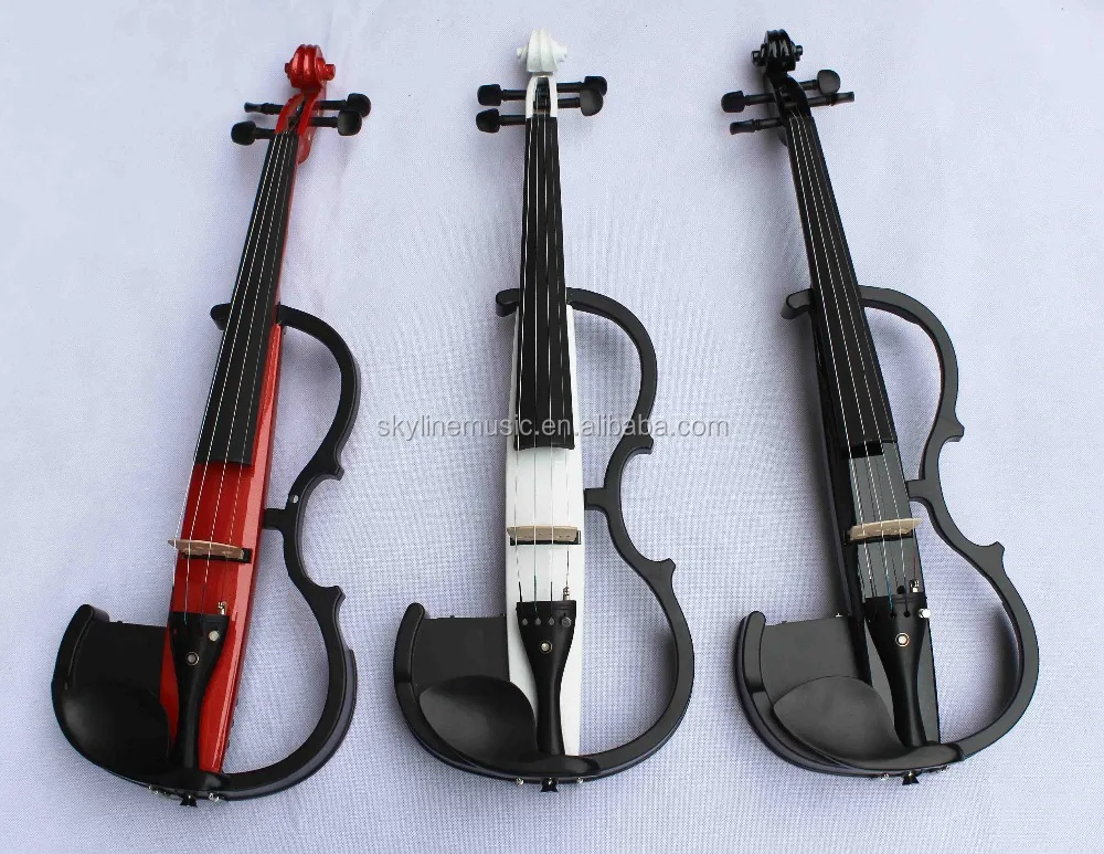 

High quality solid wood Electric violin, silence violins, ebony parts, White, black, red,