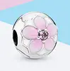 925 Sterling Silver Flower Floral Clip Clasp Safety Rose Gold Plated Crystal Rhinestone Charm Beads for European Bracelet