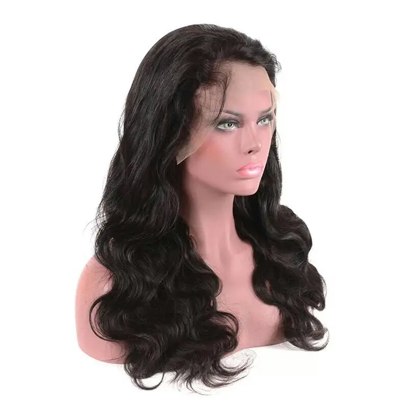 

Malaysian remy human hair silk base 130% density full lace wig with bangs natural hairline baby hair, N/a