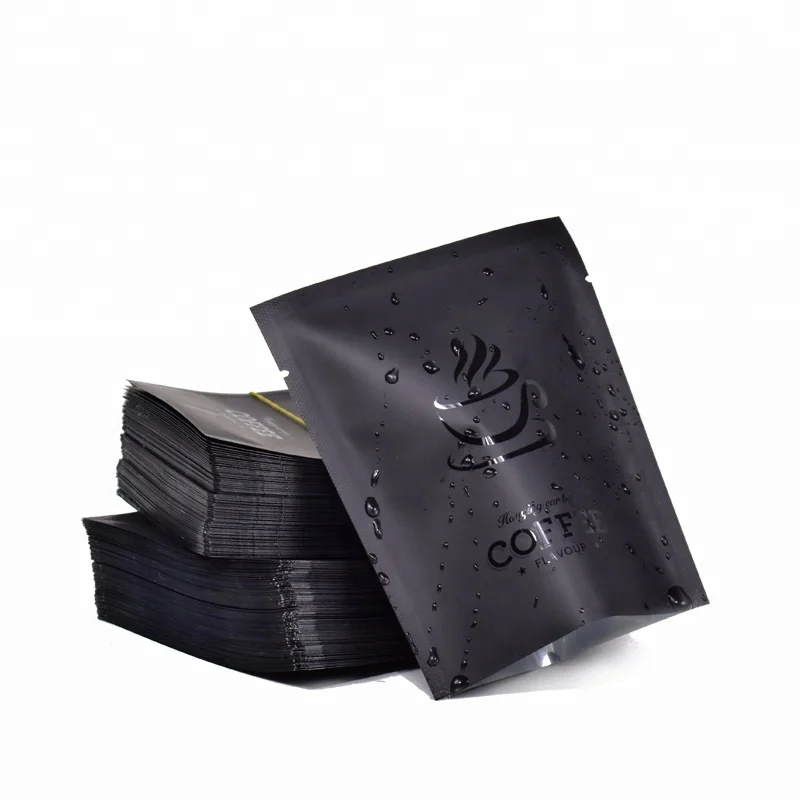 Hot tea foiled silver sachets/black plastic packing zipper tea/coffee bag custom printed three-layer laminated aluminum bag