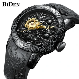 BIDEN 0129 2 Mechanical Men Automatic Self-Wind Watch For Men Waterproof Mechanical Wristwatch Top Brand Luxury Men Watch