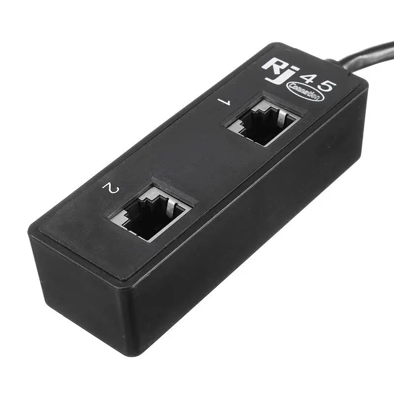 Plastic Copper Core RJ45 1 to 2 LAN Computer Network Cable Splitter Plug Adapter Extender Extension Connector Simultaneously