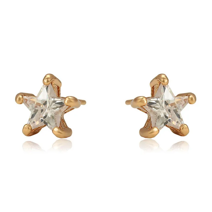 

97812 Xuping fashion star shaped aretes de moda women zircon gold plated stud earrings