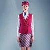 a sets Stewardess Uniform contain hat ,scarf,vest,skirt,shirt from china alibaba