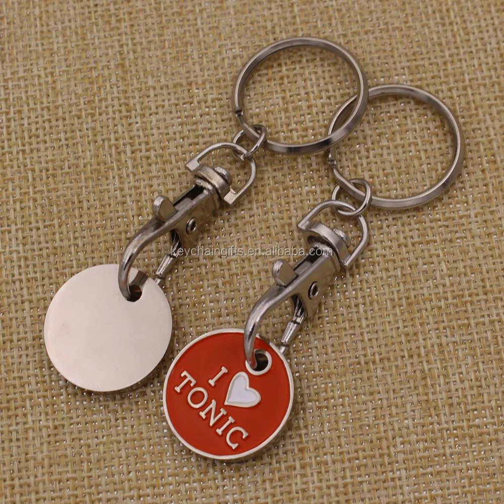 Custom Metal Laser Engraved Logo Canadian Shopping Cart Token Keychain