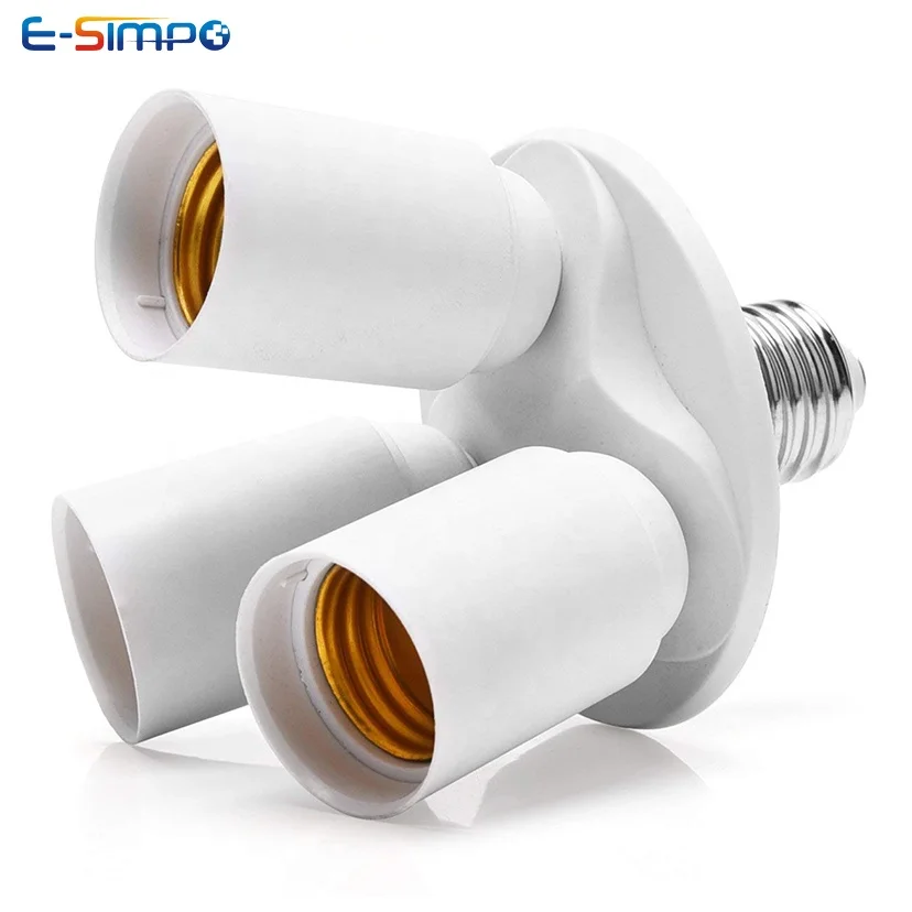 
3-in-1 E26/E27 to E27 Light Socket Splitter Adapter Extender E27 screw lamp holder splitter 