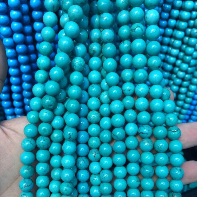 Jewelry making beads Loose Natural 8mm Blue Turquoise Gemstone Stone Beads Strand With Factory Price