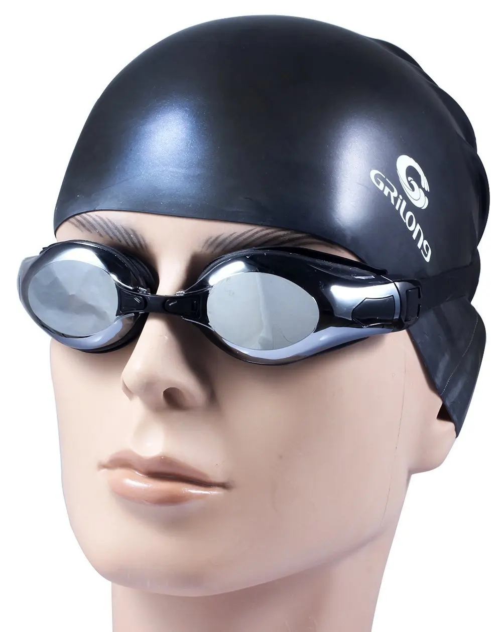 swimming glasses and cap