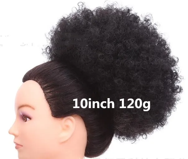 

KellyMei synthetic 10inch big size Afro curl clip in hair buns chignon kinky ponytail