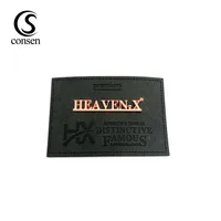 

Big size making custom brand logo jeans pu leather label with metal