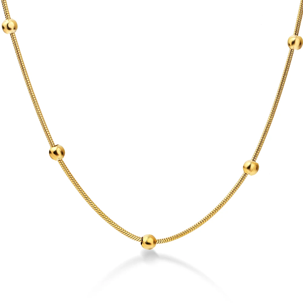 

Trend Of New Style Round Gold Ball Gold Stainless steel Necklace Models