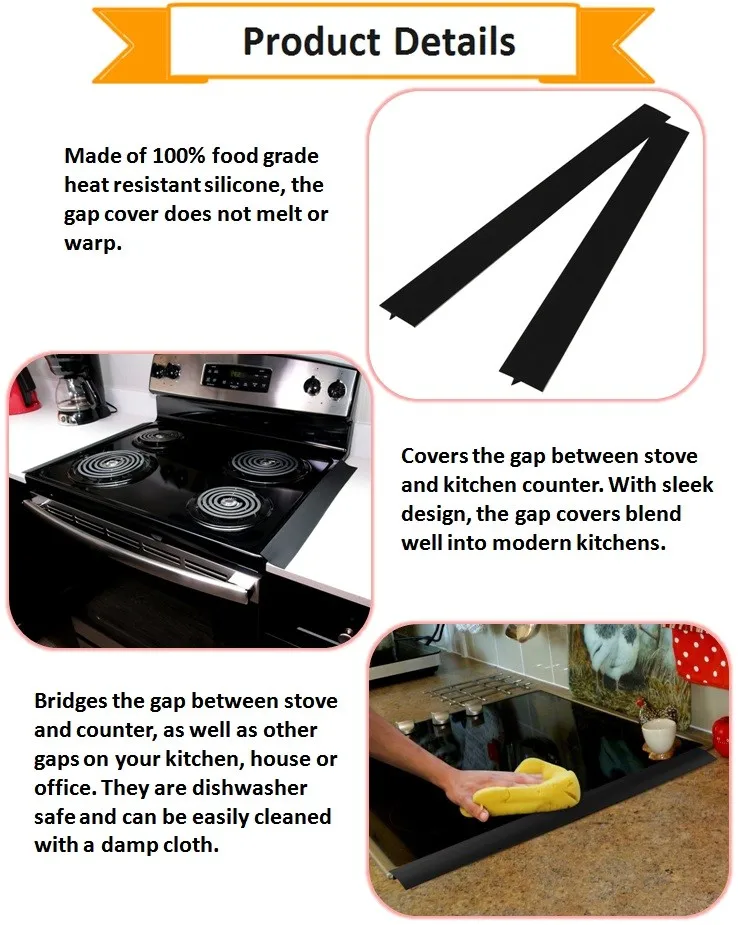 2023 Top Selling Kitchen Silicone Stove Counter Gap Cover Liner Gas