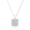 Stainless Steel Gold Plated Be Present In All Things Quote Square Pendant Necklace