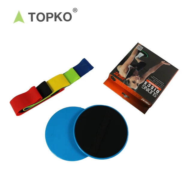 

TOPKO wholesale natural Eco-friendly Fitness stretch core sliders and 100% latex loop Resistance Band, Custom