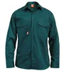 Popular green hi vis fluo twill blank button polo style long work shirts with durability