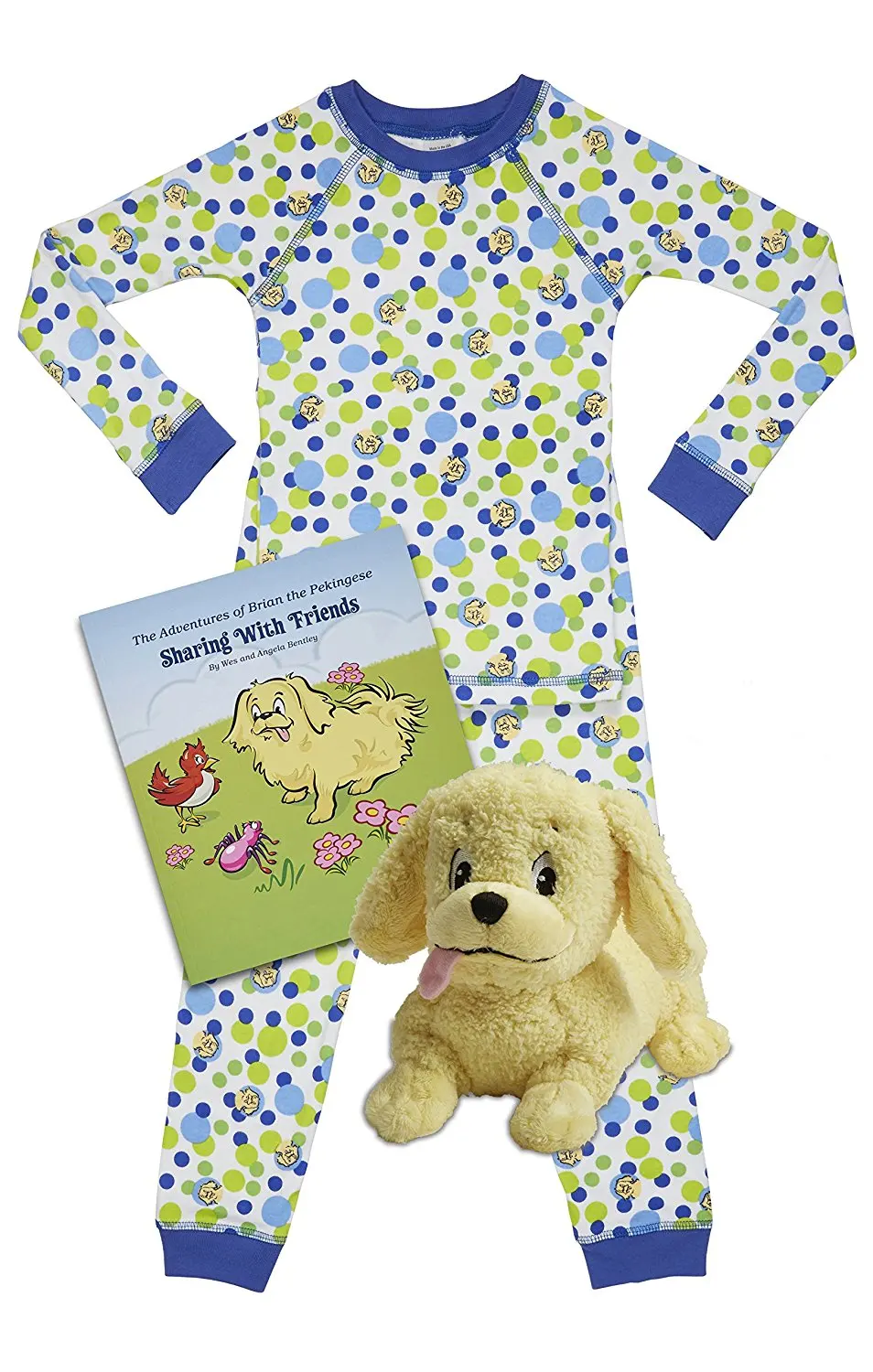 Brian the Pekingese Boys & Girls Cotton Pajamas, Plush Toy & Children's Book Bedtime Gift Set