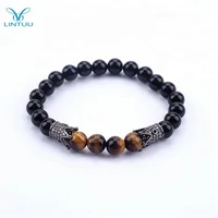 

Fashion natural onyx tiger eye stone bead jewelry bracelet men