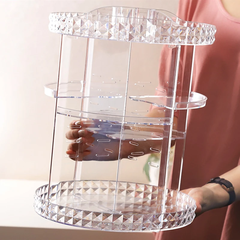 
Wholesale 3 tier Clear Transparent DIY profession acrylic 360 degree Rotating rotation Cosmetic Storage Box Makeup Organizer 