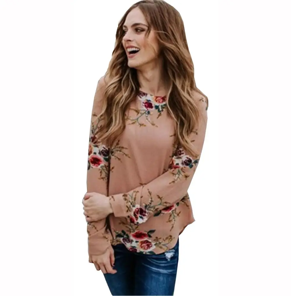 

Fashion Spring&Winter Printed Botton Long-Sleeved Women Blouse, White,black,khaki