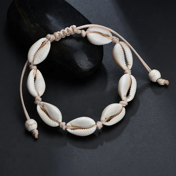 

Newest Hot Sale Shell Bracelet  Seashell Sea Shell Bracelet with Rope, As pictures