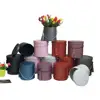 Luxury wrapping round flower box with lid for flowers paper tube packaging with rope handle