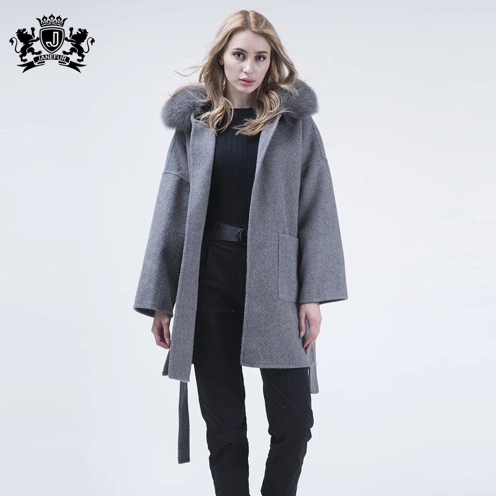 

winter women fox fur coat Cashmere fox fur coat Women woolen coat women