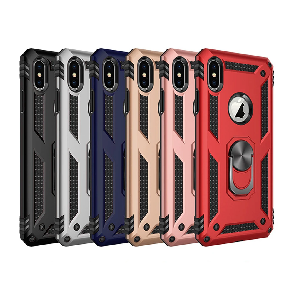 

Military Shockproof Case for Samsung S8 Galaxy S9 S10 Plus A9 J4 PC TPU Kickstand Phone Cover for Xiaomi Mi9 9SE with Metal Ring