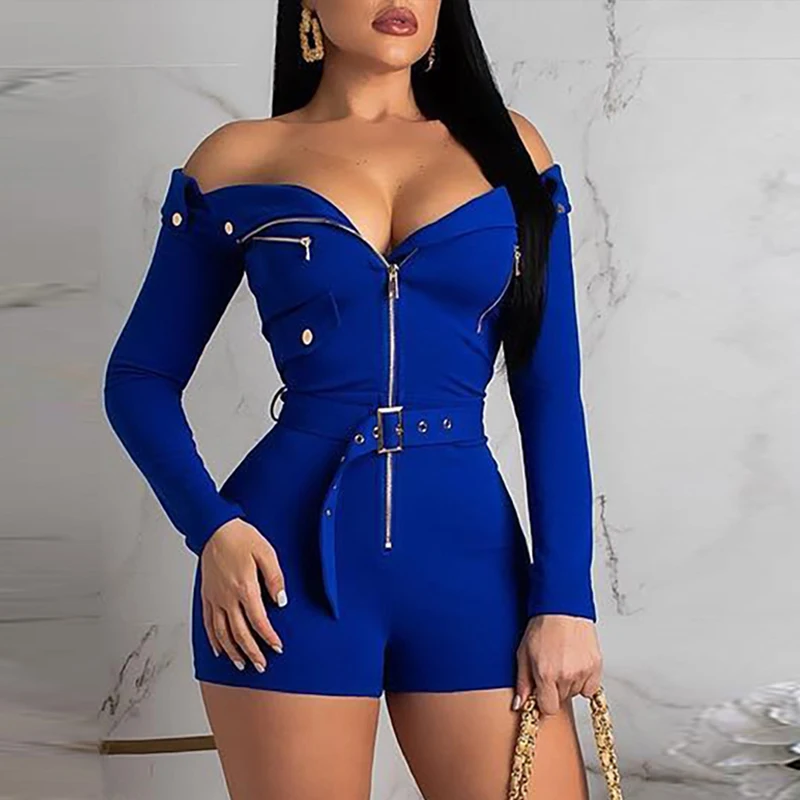 

Off Shoulder Zipper Design Romper