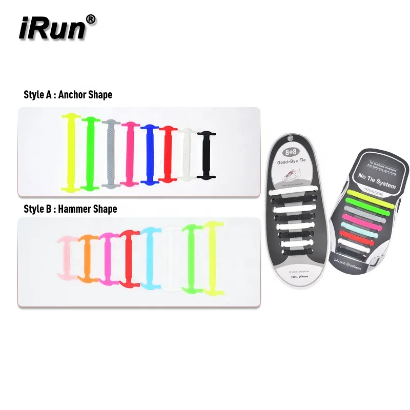

iRun 2021 Custom Replacement Flat No Tie Shoelaces Rubber No Tie Silicone Shoelaces Manufacturers with DHL FREE SHIPPING