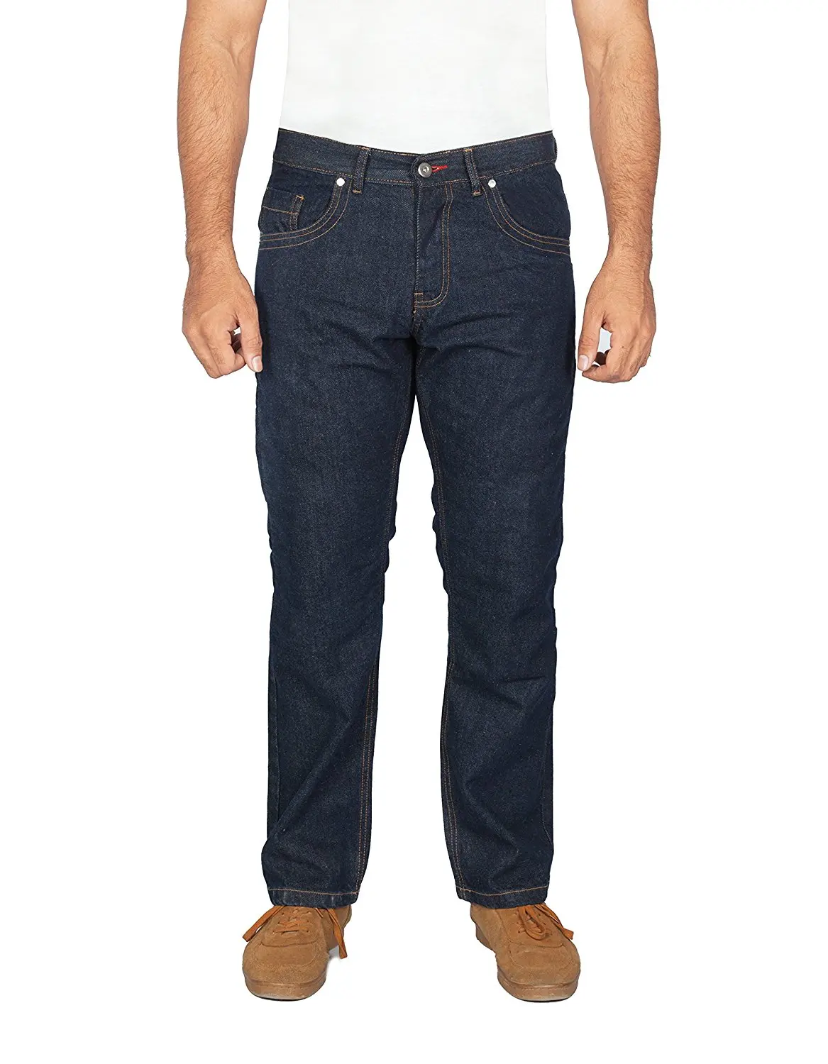 OneDayMore Straight Fit Aramid Reinforced Motorcycle Straight Fit Jeans, Blue, Free Protectors. 8002