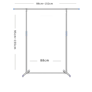 Image of Adjustable Garment Extendable Rack Rolling Clothes Organizer Coat Racks With Four Wheels