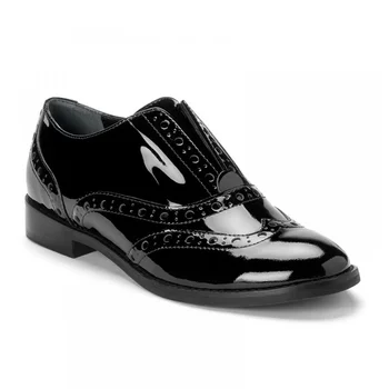 black flat leather shoes ladies
