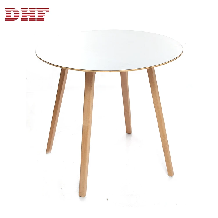 Simple Design Modern White Wooden Legs Living Room Round Coffee Table