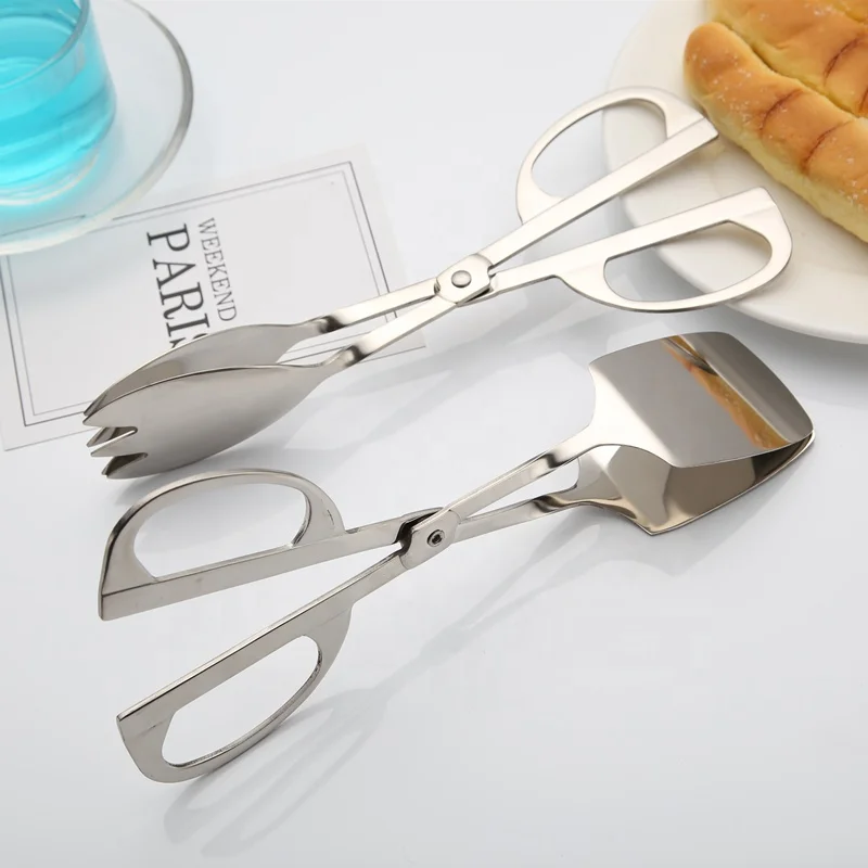 

Hotel Buffet BBQ Stainless steel Scissors buffet clip tongs / bread clip / barbecue clip, Natural