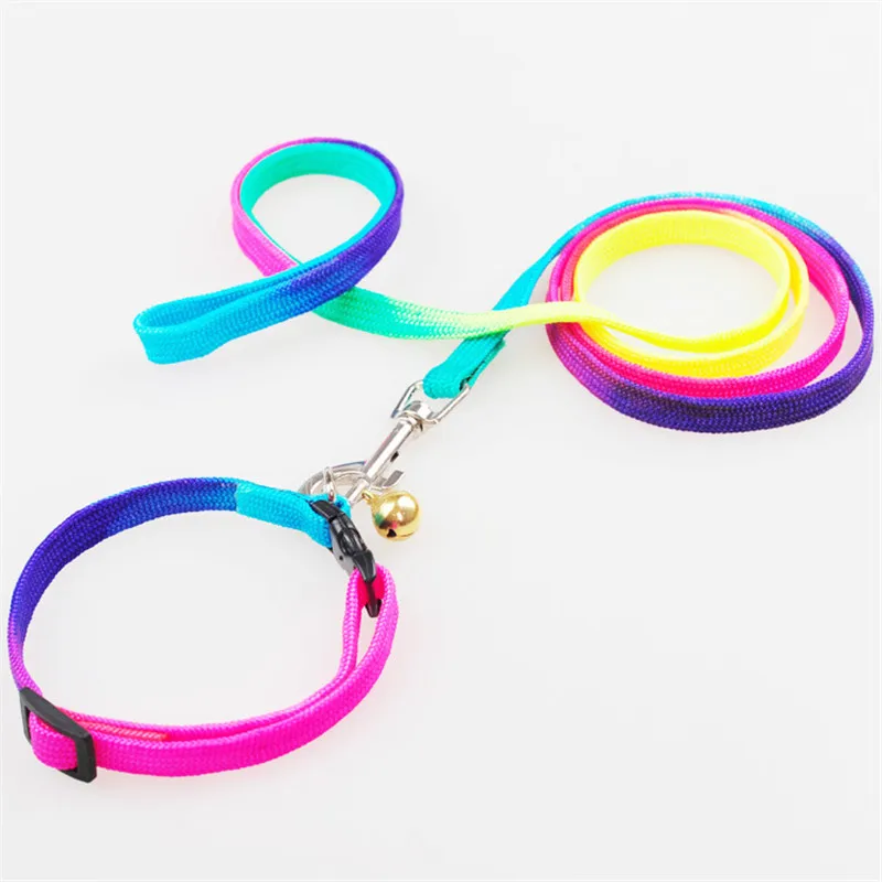 

Newest Rainbow Adjustable Training Dog Cat Collar Leather Nylon Pet Safety Plastic Buckle, Customized