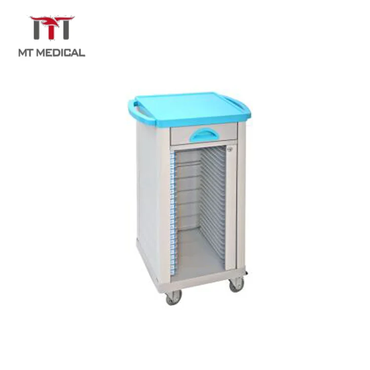 Hospital Medical Stainless Steel 25Case Nursing Patients Record Files Cart Trolley