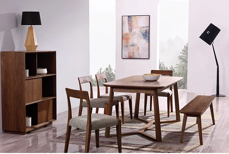 Hot sale wood round dining table set 6 chairs house dining room restaurant furniture sets